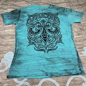 Men’s teal blue affliction shirt 2XL